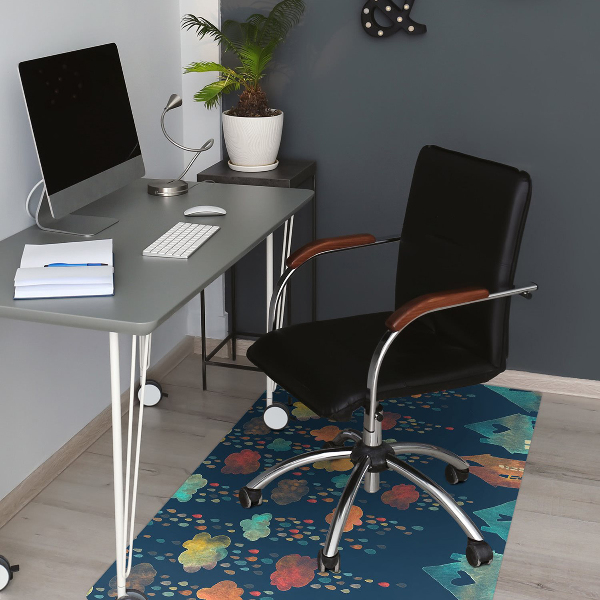 Desk chair mat colorful houses