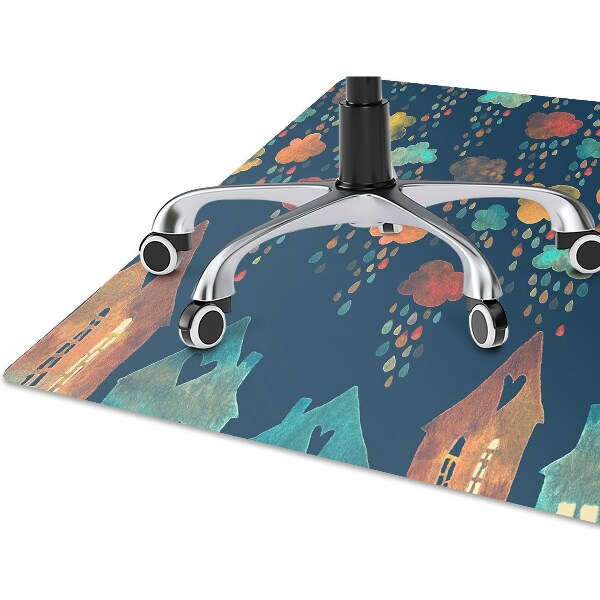 Desk chair mat colorful houses