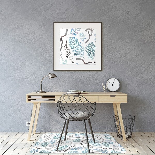 Chair mat floor panels protector Leaves and branches