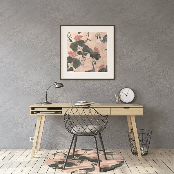 Chair mat floor panels protector Chinese cranes