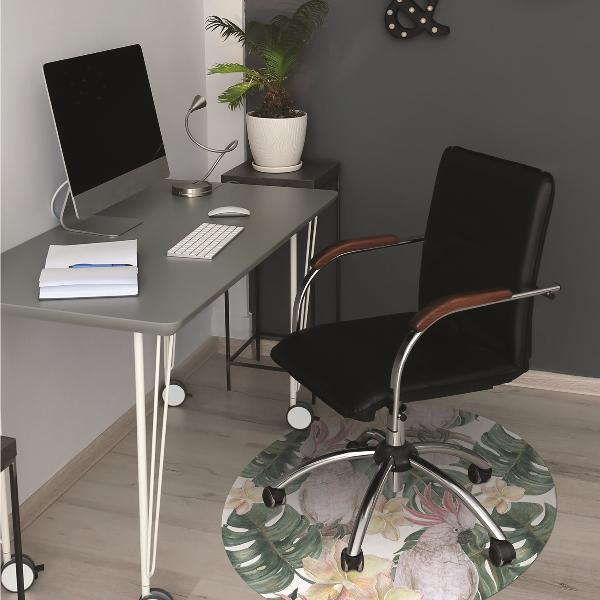 Office chair mat tropical parrots