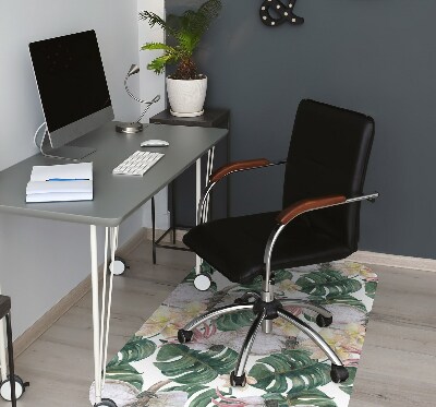 Office chair mat tropical parrots