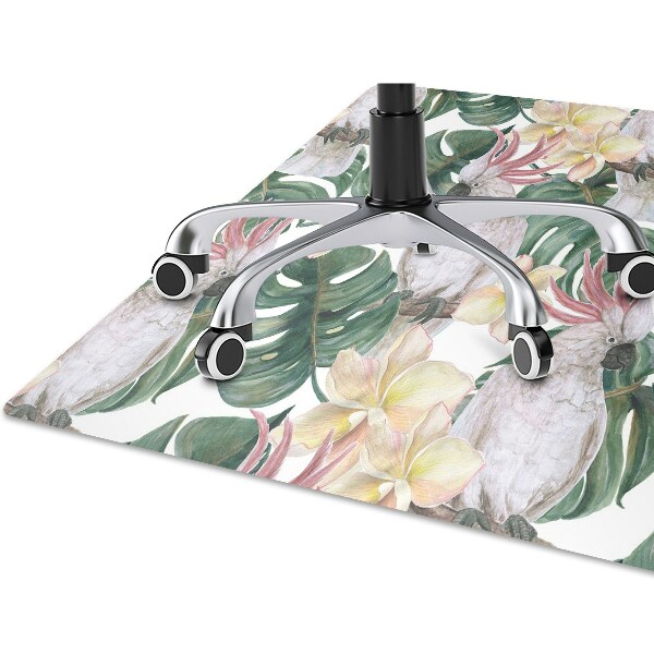 Office chair mat tropical parrots