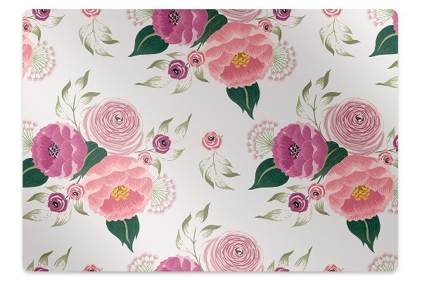 Desk chair mat pink flowers