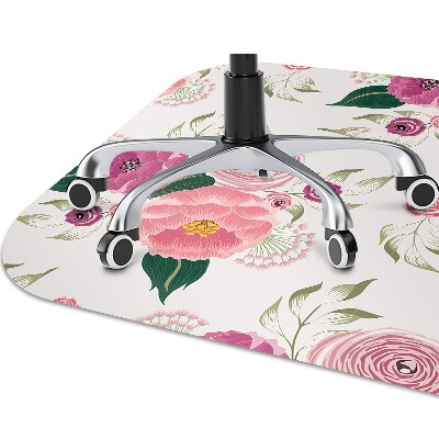 Desk chair mat pink flowers