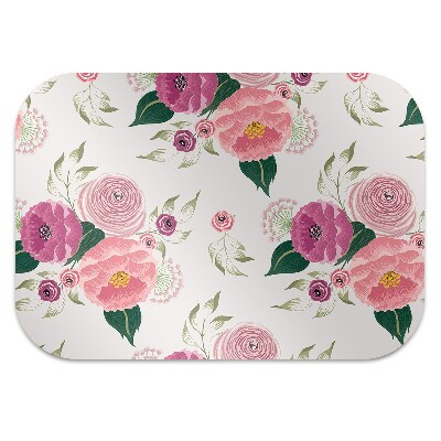 Desk chair mat pink flowers