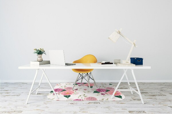 Desk chair mat pink flowers
