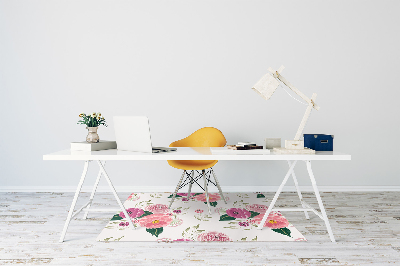 Desk chair mat pink flowers