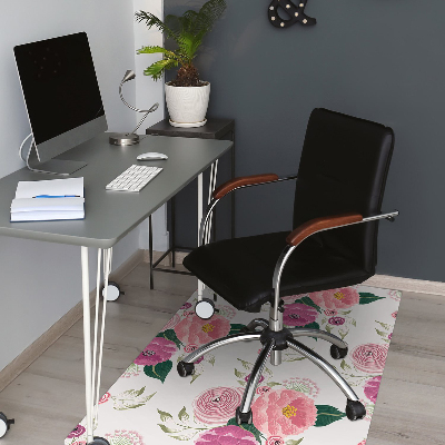 Desk chair mat pink flowers