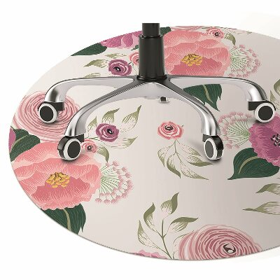 Desk chair mat pink flowers