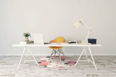 Desk chair mat pink flowers