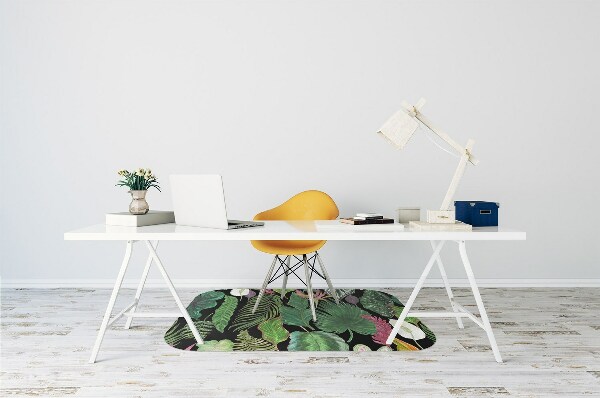 Office chair mat tropical leaves