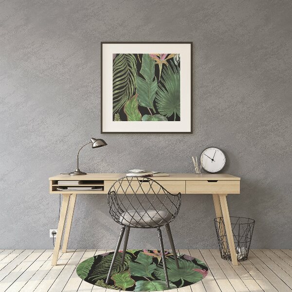 Office chair mat tropical leaves