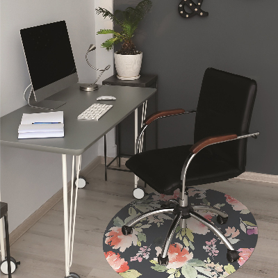 Office chair mat painted flowers