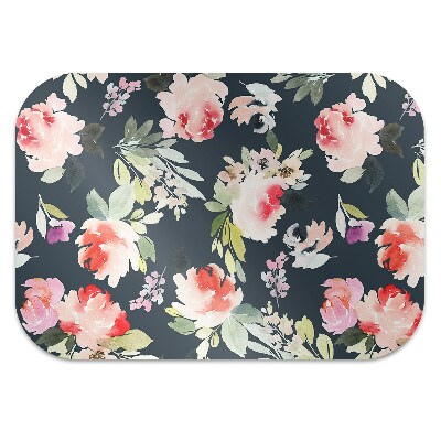 Office chair mat painted flowers