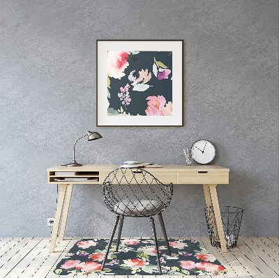 Office chair mat painted flowers