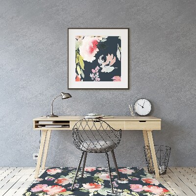 Office chair mat painted flowers