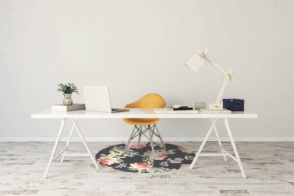 Office chair mat painted flowers