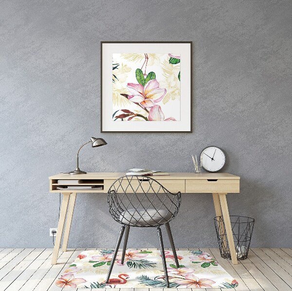 Chair mat Flamingos in flowers