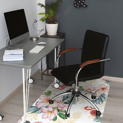 Chair mat Flamingos in flowers