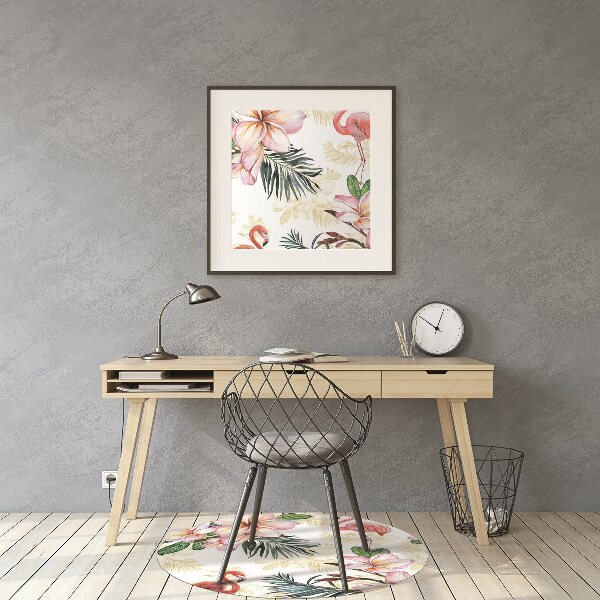 Chair mat Flamingos in flowers