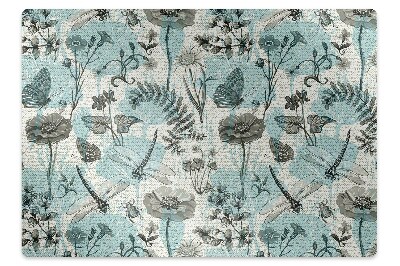 Office chair floor protector Flowers and dragonflies