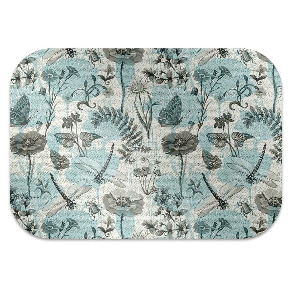 Office chair floor protector Flowers and dragonflies