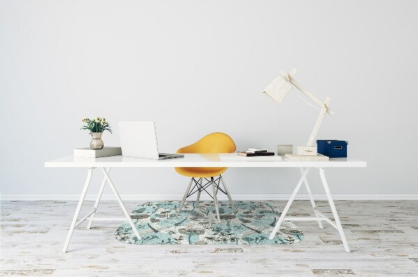 Office chair floor protector Flowers and dragonflies
