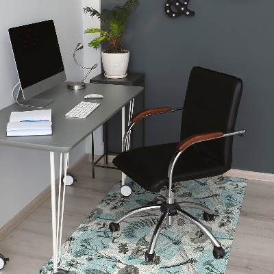 Office chair floor protector Flowers and dragonflies