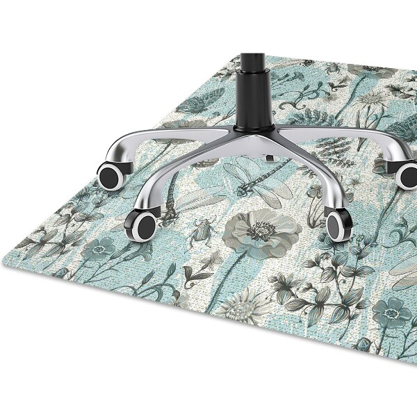 Office chair floor protector Flowers and dragonflies