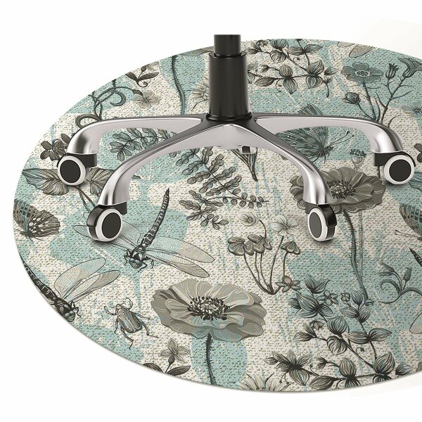 Office chair floor protector Flowers and dragonflies