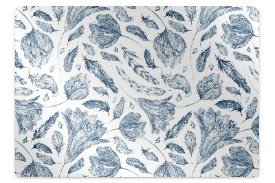 Office chair mat blue leaves