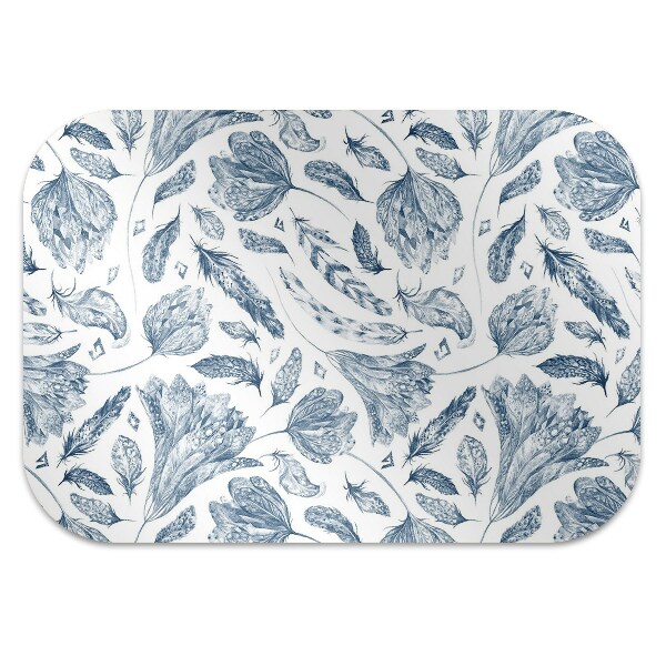 Office chair mat blue leaves