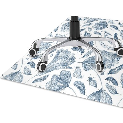 Office chair mat blue leaves