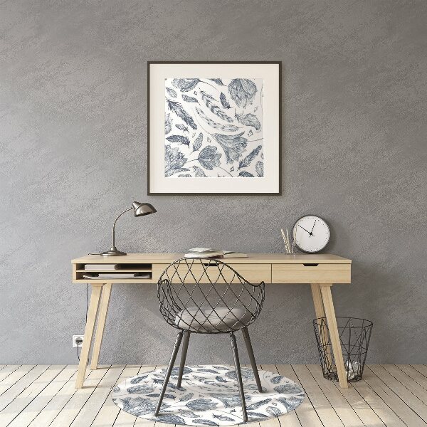 Office chair mat blue leaves