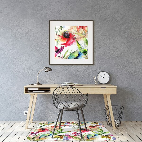 Office chair mat Colored flowers