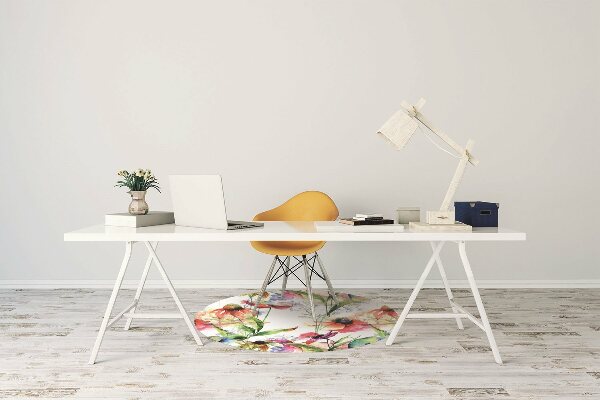 Office chair mat Colored flowers
