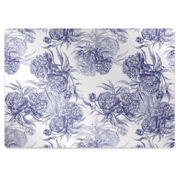 Office chair mat purple peonies