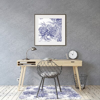 Office chair mat purple peonies