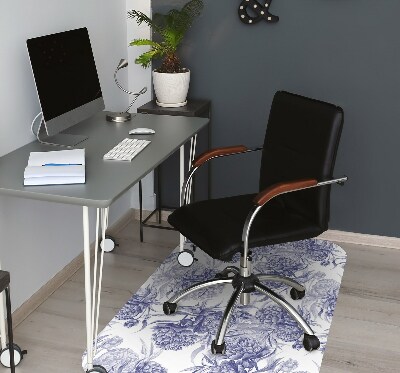 Office chair mat purple peonies