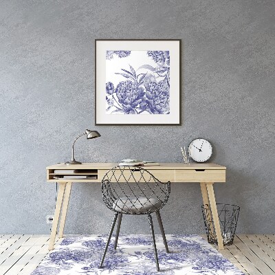 Office chair mat purple peonies