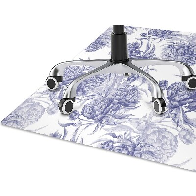 Office chair mat purple peonies