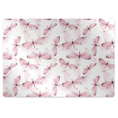 Computer chair mat pink dragonfly