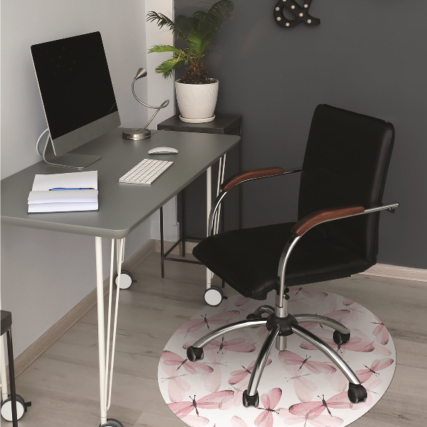 Computer chair mat pink dragonfly