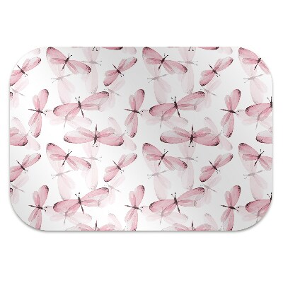 Computer chair mat pink dragonfly