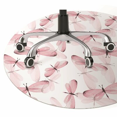 Computer chair mat pink dragonfly