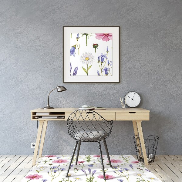Office chair mat Wildflowers daisies