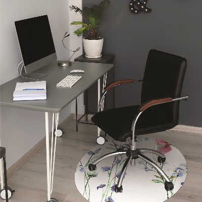 Office chair mat painted flowers