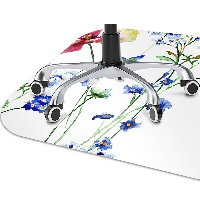 Office chair mat painted flowers