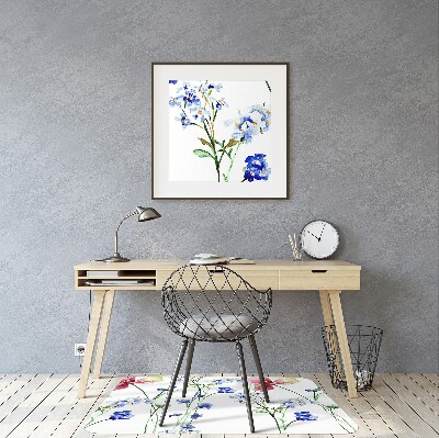 Office chair mat painted flowers